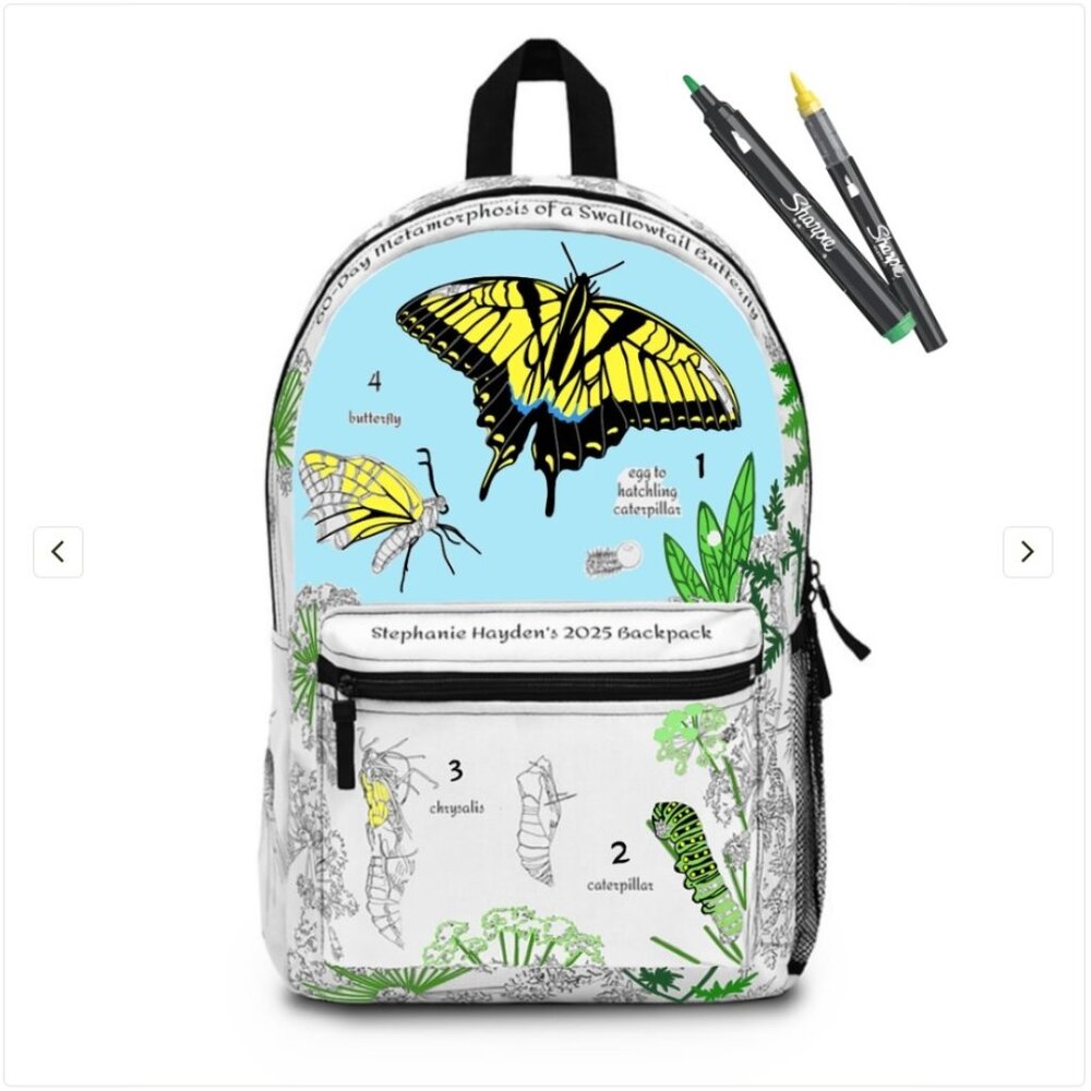 Kids' Metamorphosis Coloring Backpack/ Swallowtail Butterfly: Learn & Create